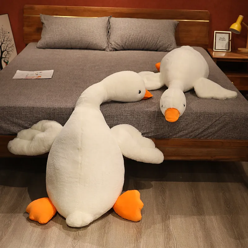 

80-150cm Huge Size Lying Duck Plush Toys Kawaii Animal Goose Mat Pillow Stuffed Soft Cushion for Children Girls Birthday Gift