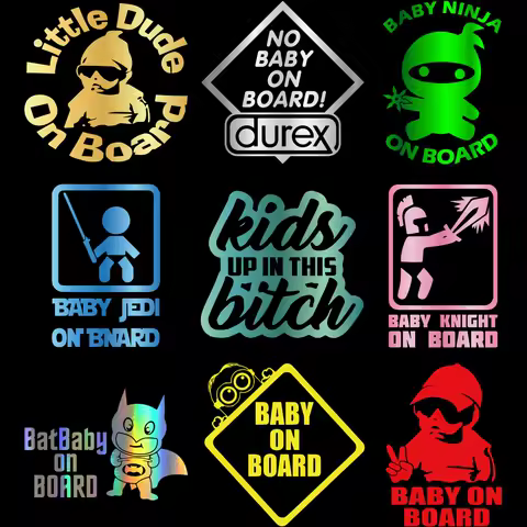 HungMieh Baby On Board Car Stickers Funny Creative Fashion Vinyl Kids Warning Sign Decal for Auto Motorcycle