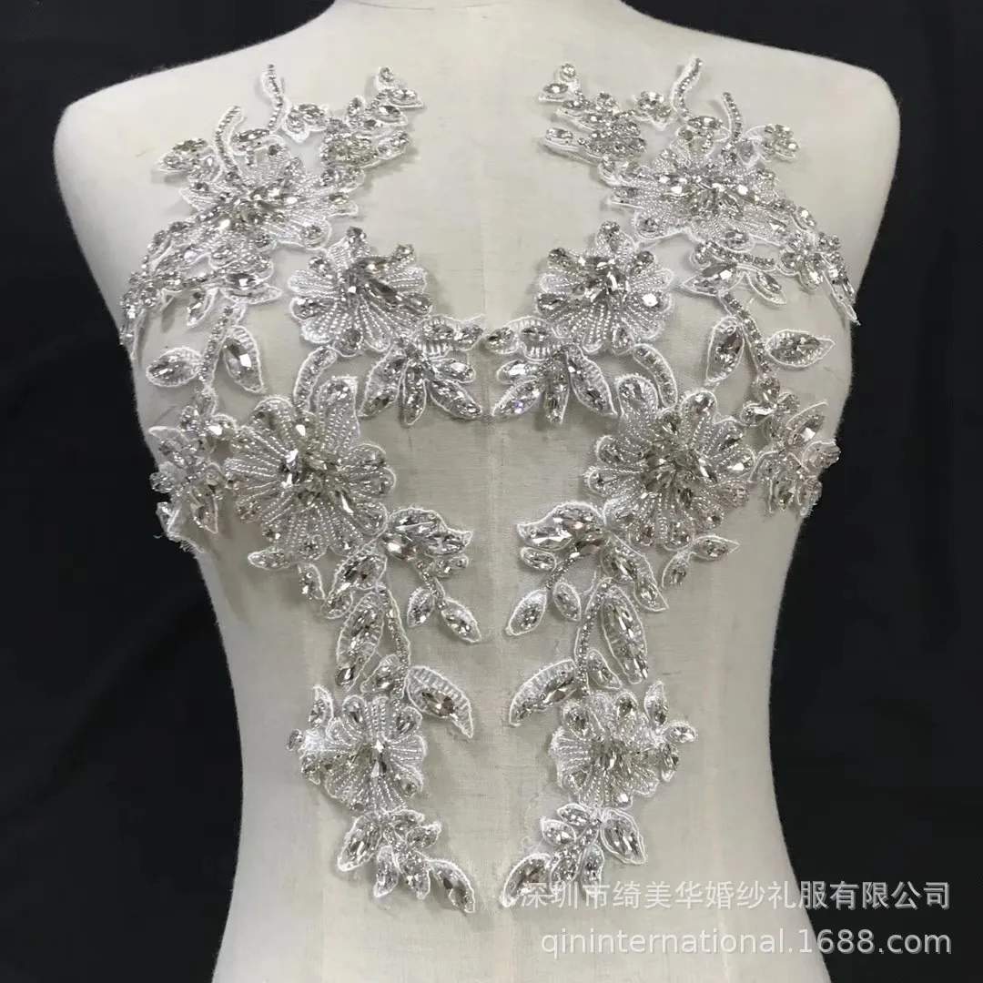 

Bridal silver Appliques Rhinestone Motif Appliques For Dresses