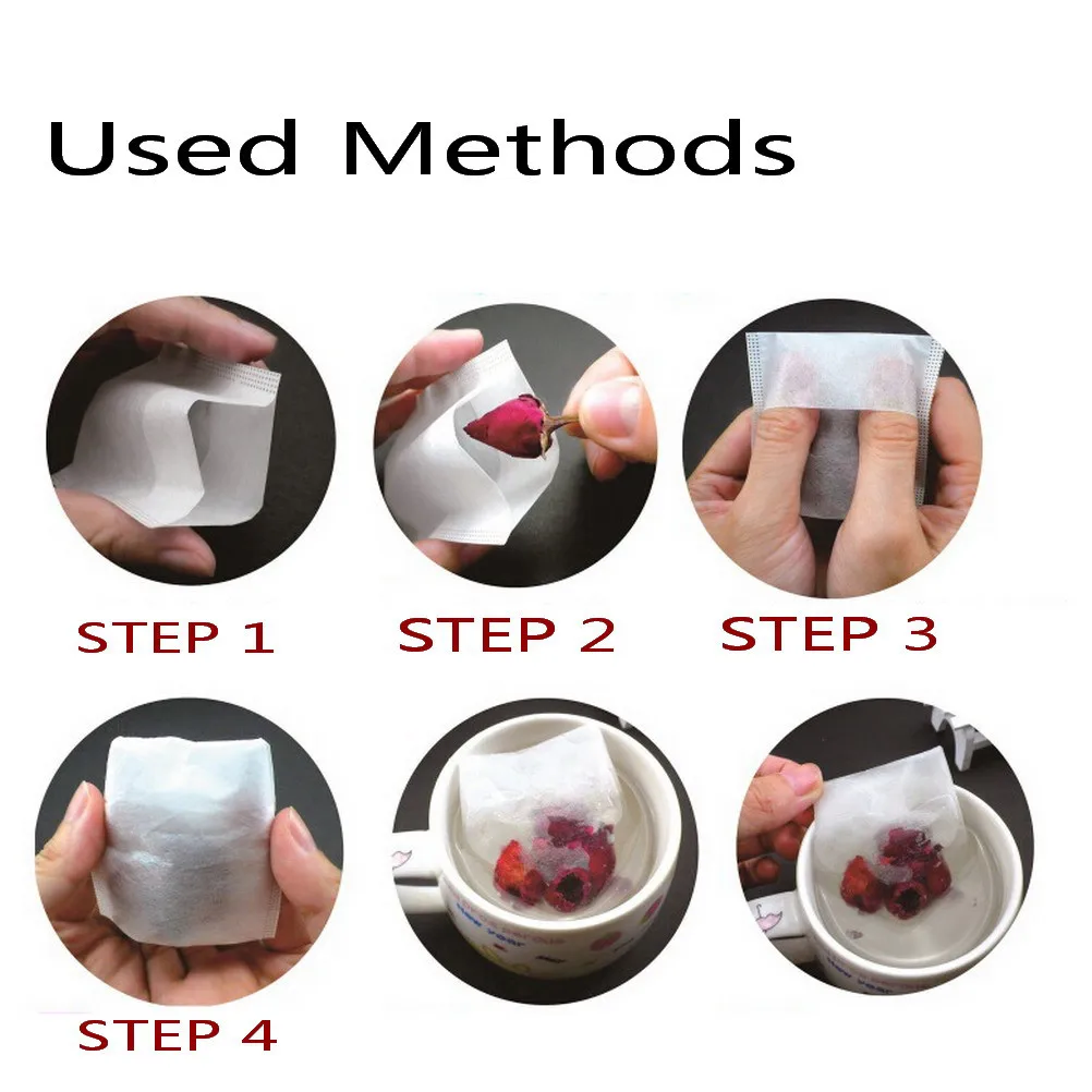 100 PCs Empty Paper Tea Bags Heat Seal Filter Paper Herb Loose Disposable Tea Bags Tea infuser Strainer