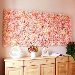 Rosa de seda para decoración de pared, telón de fondo de flores artificiales de champán para decoración romántica de boda, 40x60cm