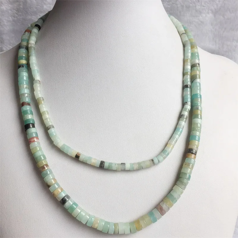 35/40/45/50/55CM 2*4MM 3*6MM Heishi Amazonite Jasper Necklace Natural Stone Jewelry Elegant Exquisite Bead Chain Choker Collier