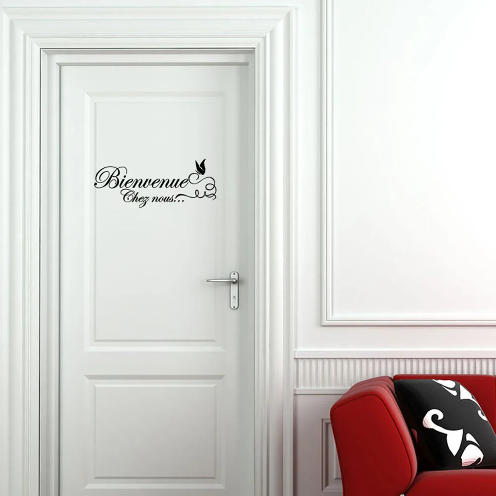 French Quote Welcome Butterfly Door Sticker Bienvenue Chez Nouos Decal Vinyl Decor