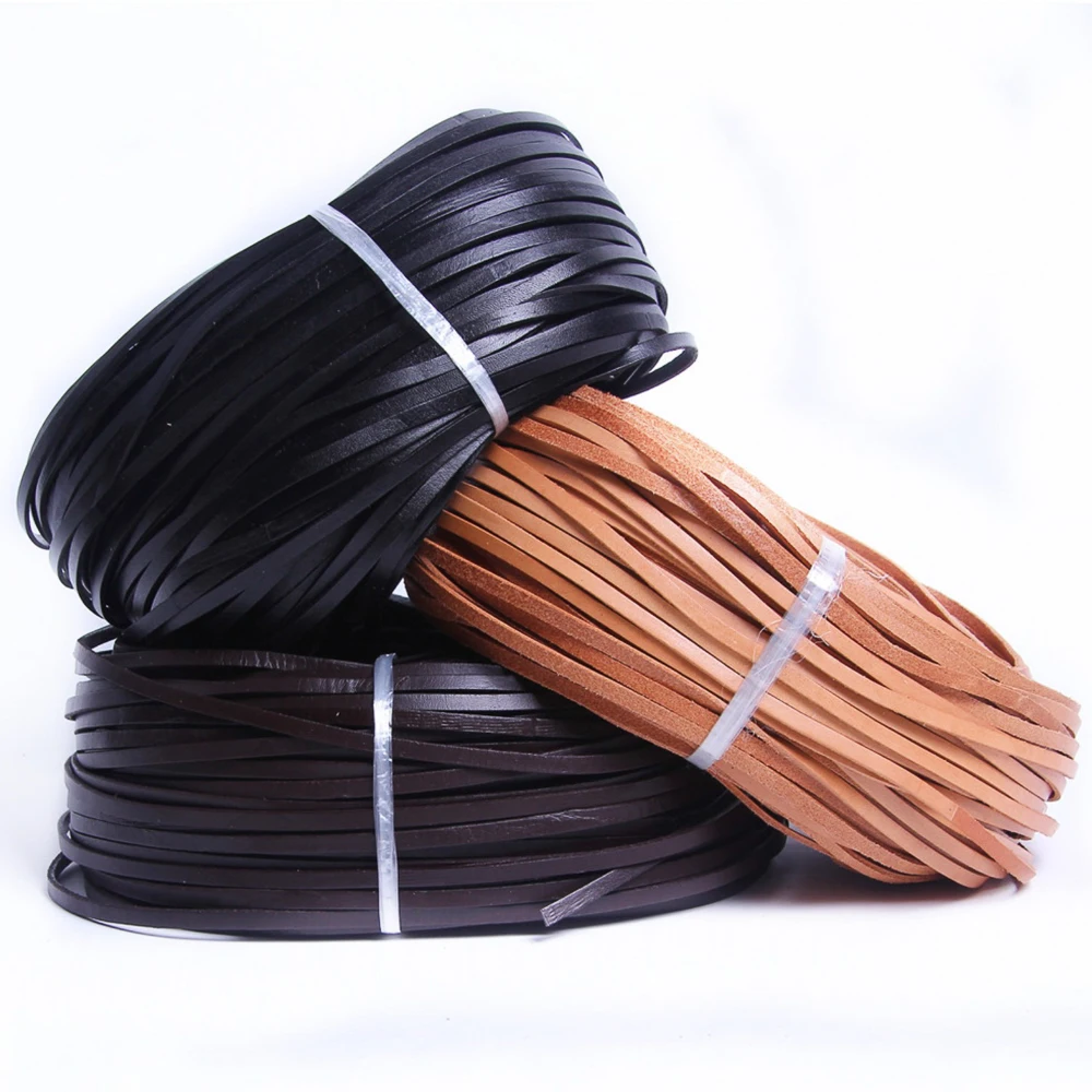 2 Meters Black/Brown/Coffee 2-20mm Flat Genuine Leather Jewelry Cord String Lace Rope DIY Necklace Bracelet Finding