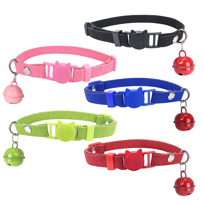 Pet Cat Collar with Bell Accessories Gatos Necklace Breakaway Dog Supplies Personalized Safety Collier Small Red Pink Hot sale