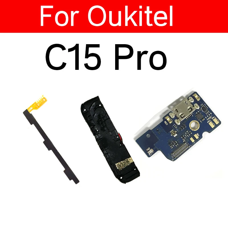 

USB Charger Charging Prot Board For Oukitel C15 Pro Power Volume Side Button Flex Cable Loudspeaker Buzzer Ringer Repair Parts