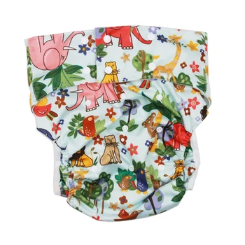Fashion Hot Selling Printing Outside Polyester PUL Suede Cloth Pocket Adult Cloth Diaper Washable Reusable Waterproof Adjustable