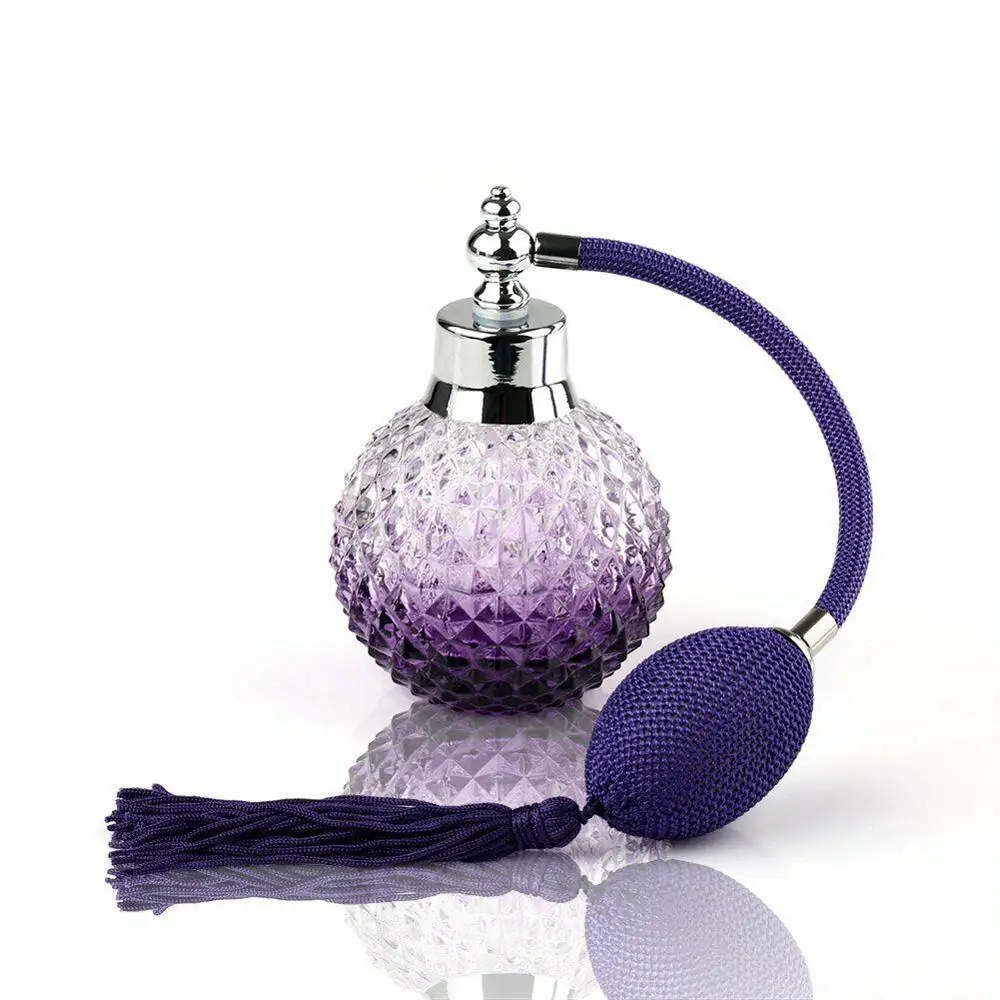 100ml Vintage Crystal Perfume Bottle Purple White Long Spray Atomizer Refillable Glass Bottles with Tassel Women lady\'s Gift
