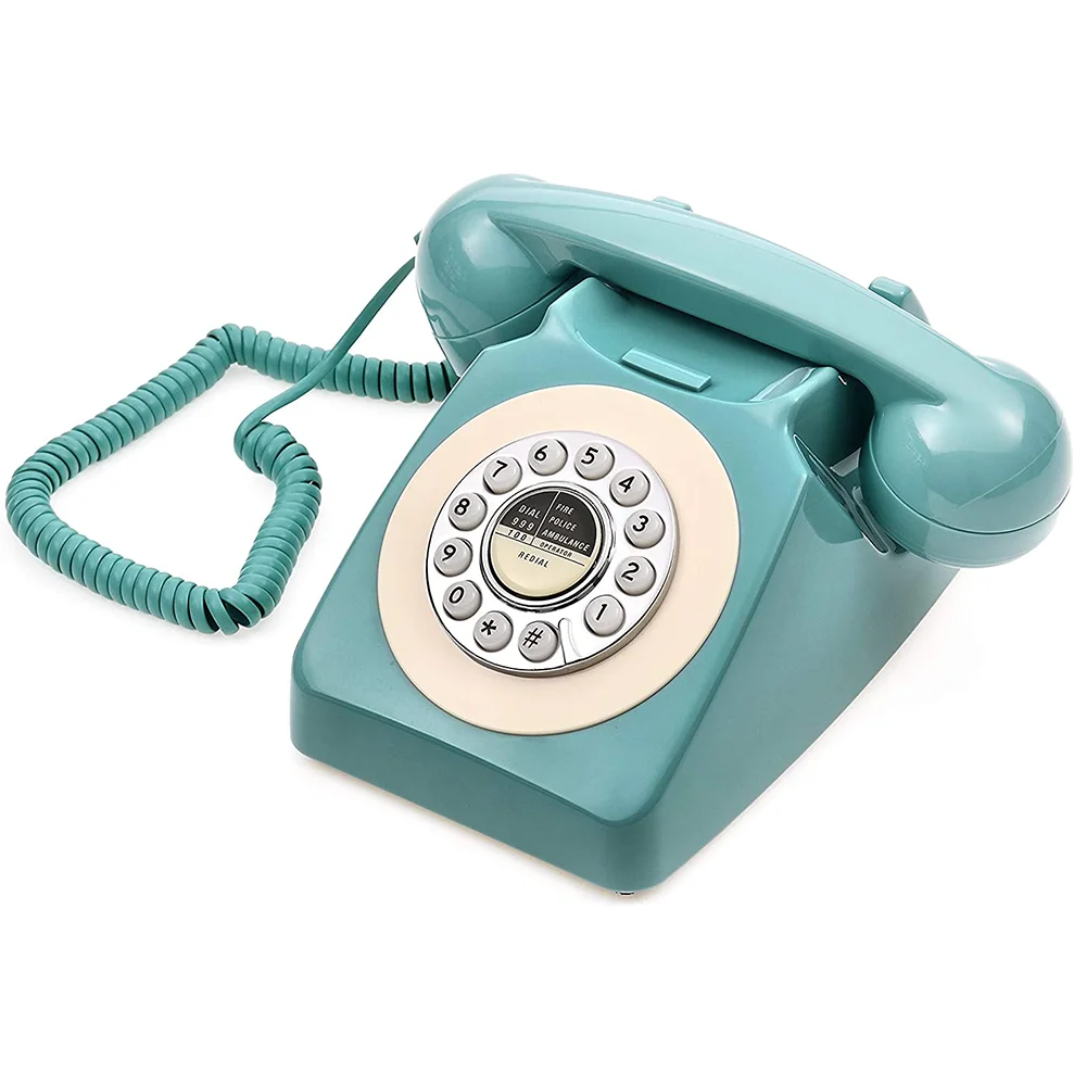 Corded Retro Phone 1960's Retro Dial Phone Classic Landline Phones With Redial Button Vintage Corded Telephone for Home Decor