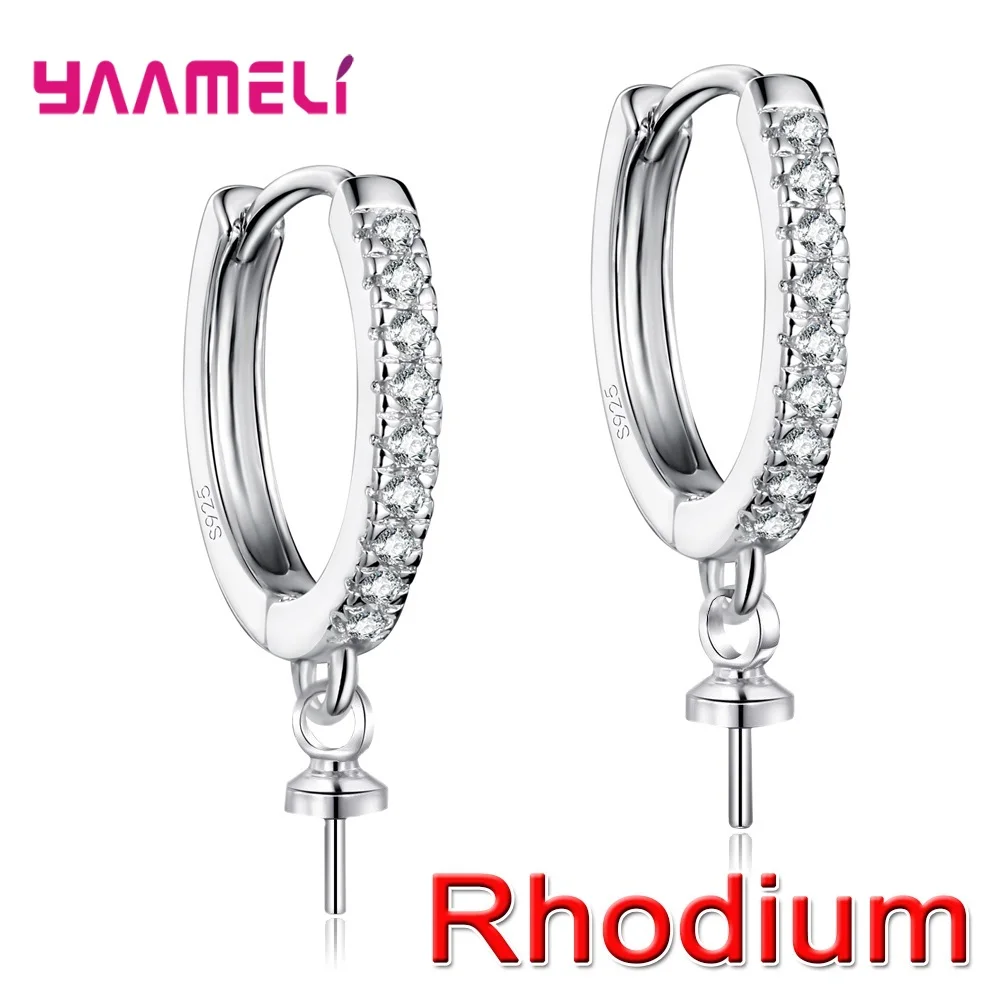 100% Real 925 Sterling Silver Earring Findings Zircon Clasps Hooks Fittings DIY Jewelry Making Accessory Earwire Jewelry