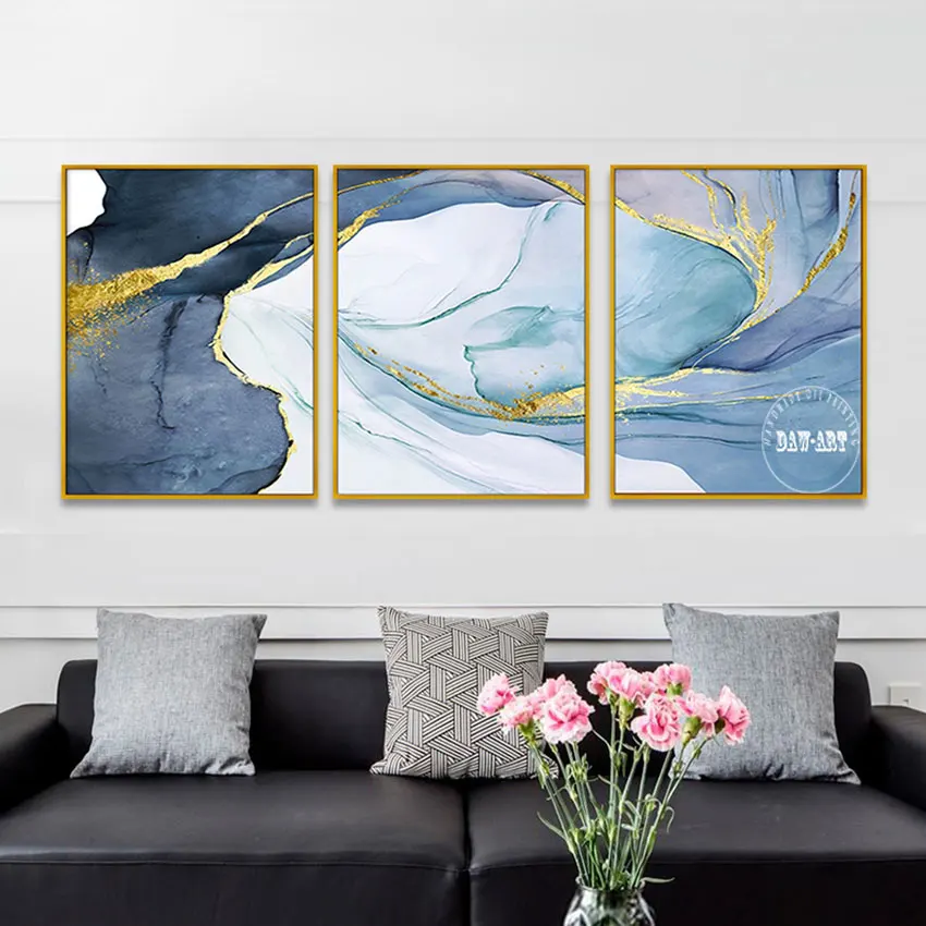 

Abstract Gold Foil Painting Canvas Art Drawing 3PCS Large Contemporary Acrylic Picture No Framed Wall Decor For Living Room