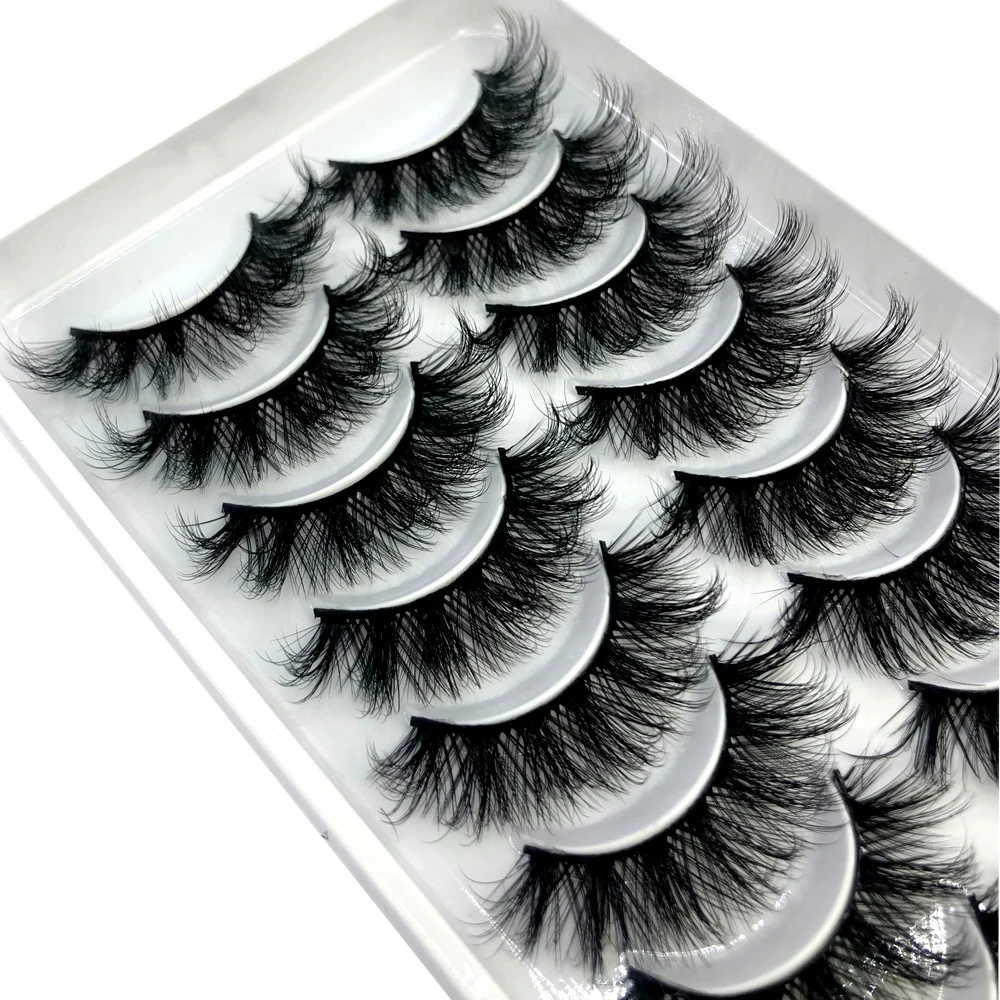 10 Pairs 25mm 3D Mink False Eyelashes Thick Dramatic Wispies Fluffy Eyelash Extension Makeup Volume Handmade Faux Mink Lashes