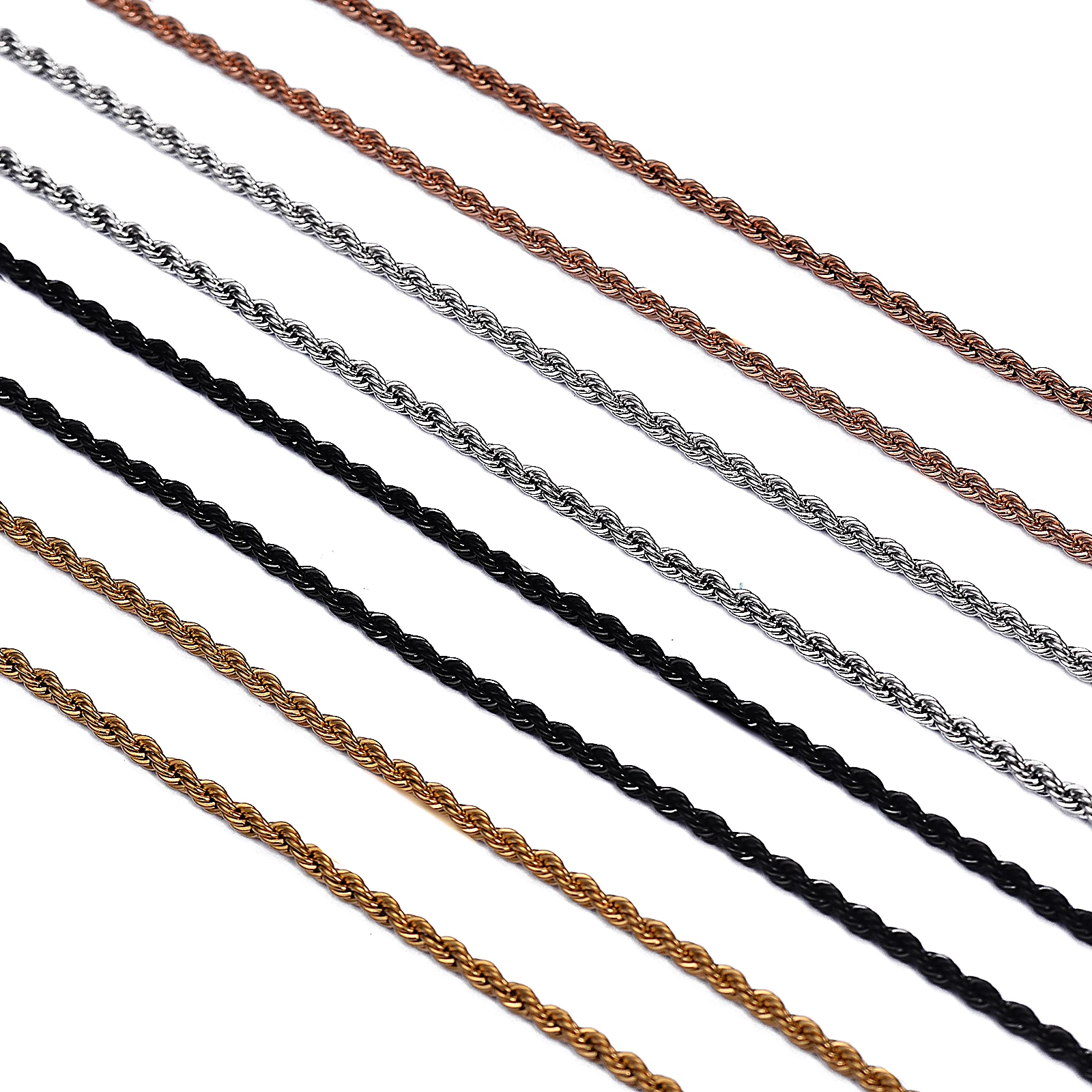 1Pc Width 2/2.5/3/4mm Rope Chain For Women Men Necklace 316L Stainless Steel Twisted Chain Necklace Jewelry
