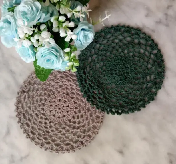 HOT Lace Round Cotton Handmade Table Place Mat Dish Pad Cloth Crochet Wedding Placemat Cup Mug Tea Coffee Coaster Doily Kitchen