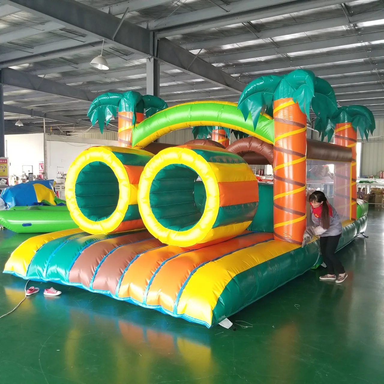 Factory customized PVC Inflatable Trampolines with slide  bouncy castle Jumper Obstacle Course