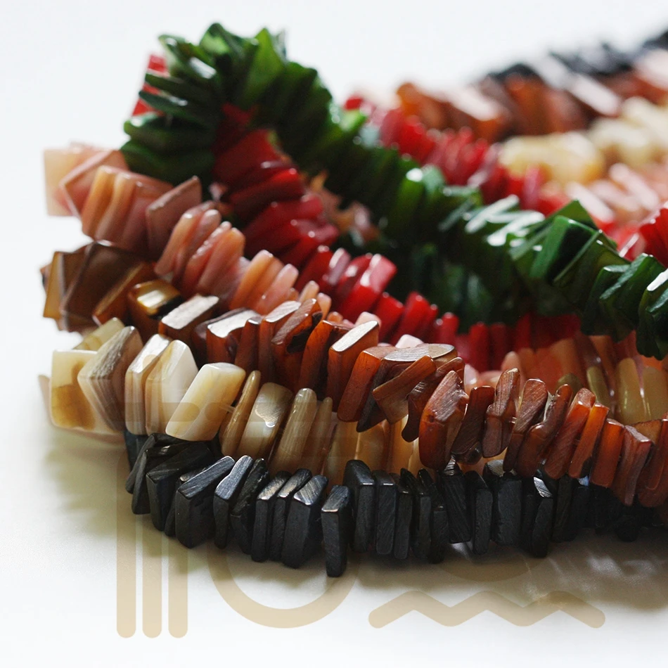 

One Full 13.5 Inch Strand Dyed Shell Spacer - Near Square with Center Hole 8mm (G247)