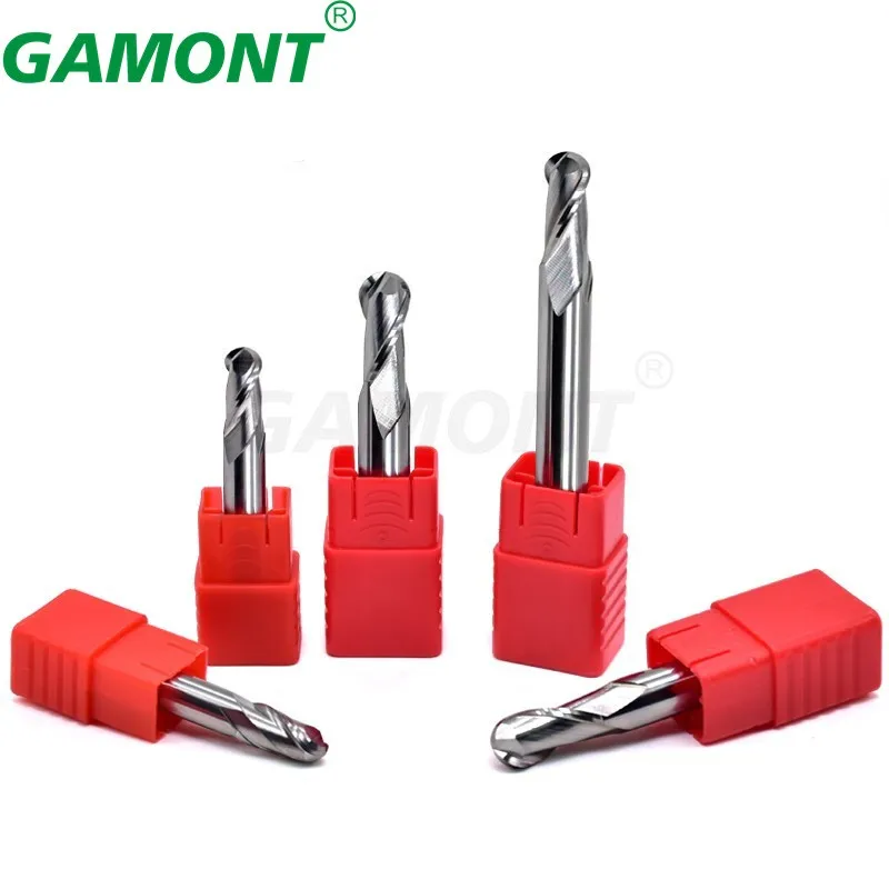 GAMONT HRC55 2-Flute Tungsten Steel Carbide For Aluminium Milling Cutter CNC Machinery Maching Special Ball End Endmill Tools