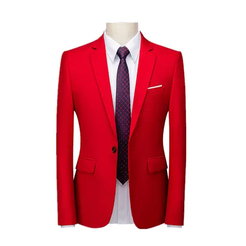 남성용 정장 세트 재킷, 싱글 단추 V넥 원피스 코트, 블랙 블루 레드, 슬림 블레이저 용수철, 가을 Terno Masculino, 24 색