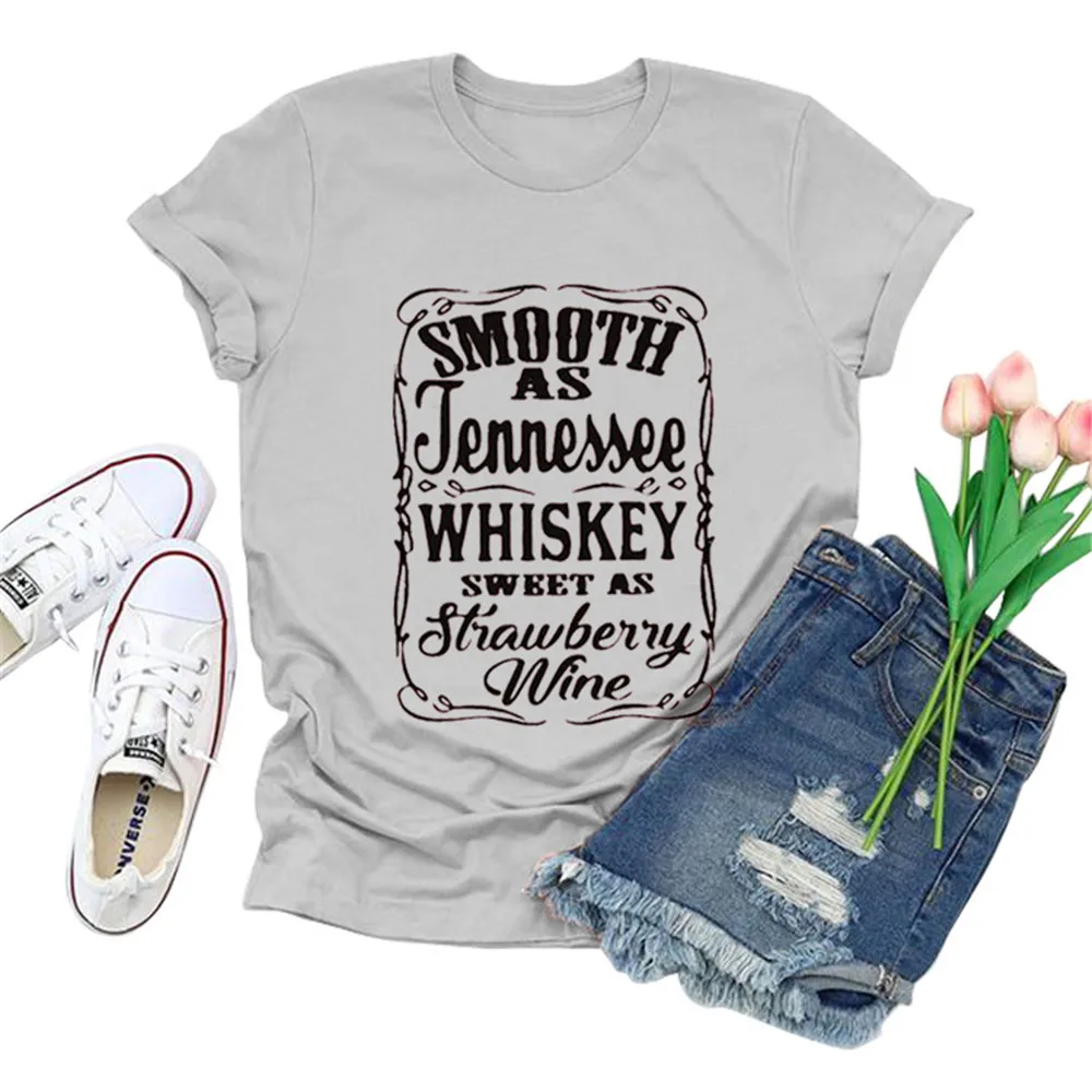 

SMOOTH WHISKEY Letter Print Women Tshirts Ropa Plus Size Mujer Summer 90s Aesthetic Vintage Tees Tops Female Streetwear Clothing