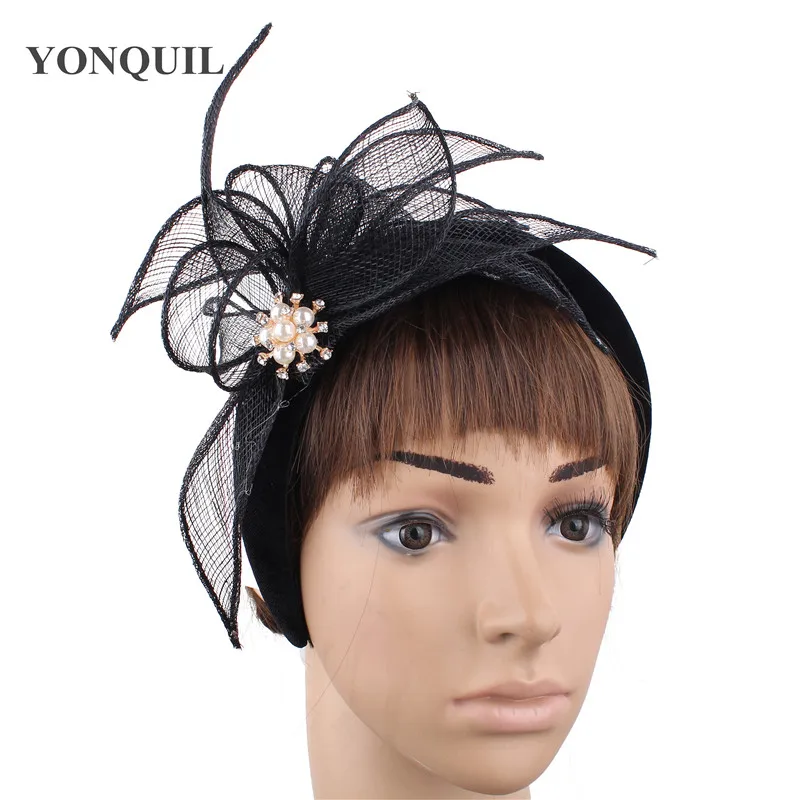 Magenta Baru Fashion Pernikahan Headband Fascinator Bridal Elegan Menikah Rambut Band Hiasan Kepala Sinamay Wanita Rambut Aksesoris Pesta