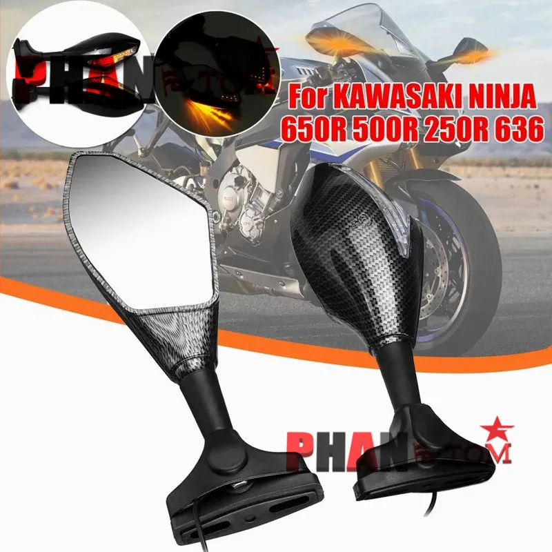 

Carbon Fiber Look Motorcycle Integrated LED Turn Signals Rear View Mirrors For Honda CBR 600 RR 2003-2014 CBR1000RR 2004-2007