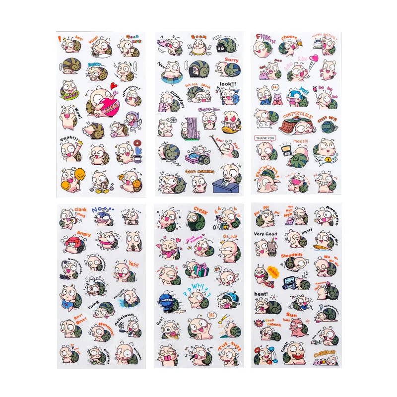 6PCS/set Kawaii Cute Drawing Market Planner Book Diary Stickers PVC Transparent Scrapbooking Children Decorative Stickers