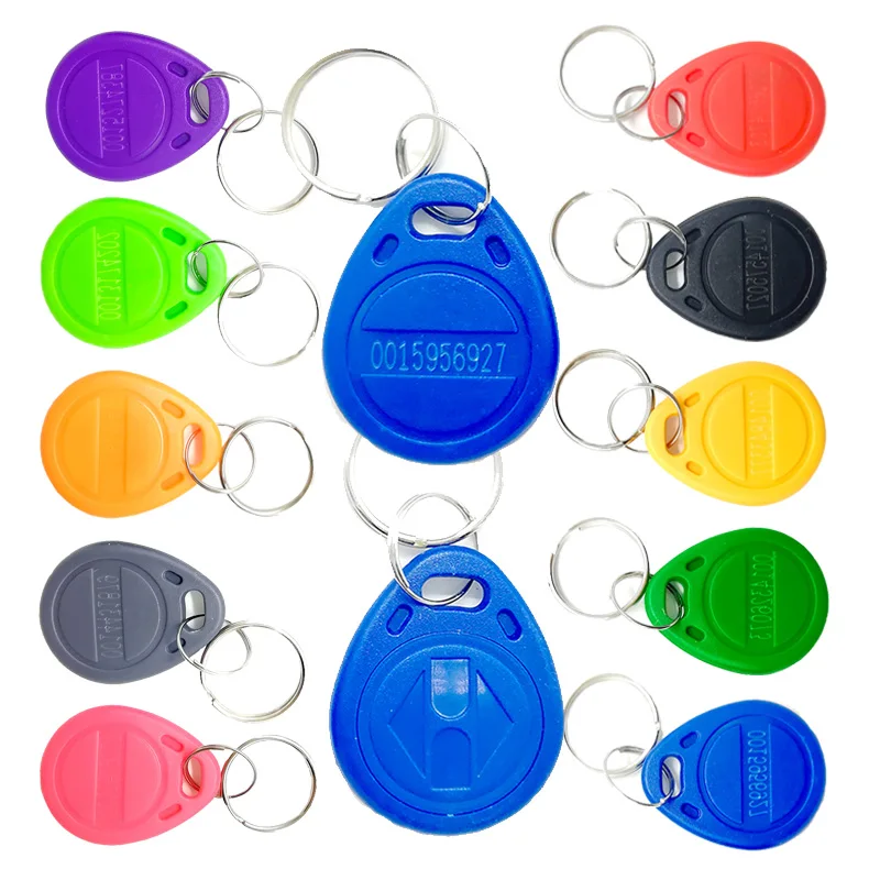 100pcs Waterproof 125KHz RFID Key Proximity RFID Tag Card Keyfob Fob Access Control Smart Card Color ID Keychain Read only