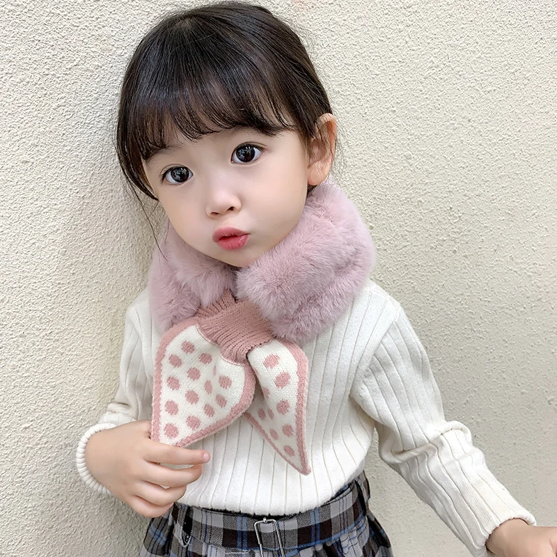 

Children Fake Collar Tie Winter Faux Fur Kids False Collar Girls Detachable Fur Collar Knitted Warm Scarfs for Kids Neckerchiefs