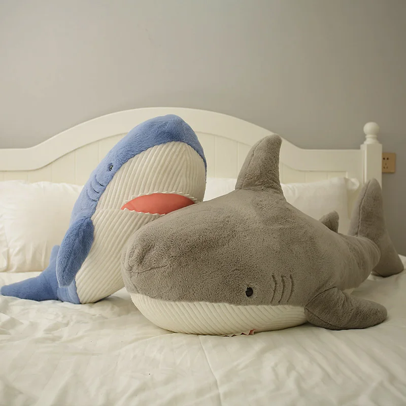 Requin en peluche de dessin animé mignon pour enfants, oreiller en peluche, requin, ovale whal, animaux marins doux, grande taille, jouets en peluche, cadeau