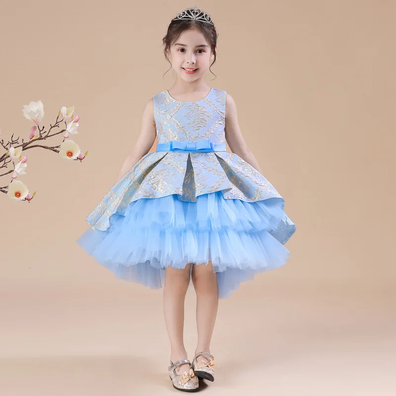 2024 Elegant Girl Trailing Wedding Dress For Girls Embroidery Party Prom Ball Gown Lace Princess Flower Girl Dress Kids Vestidos