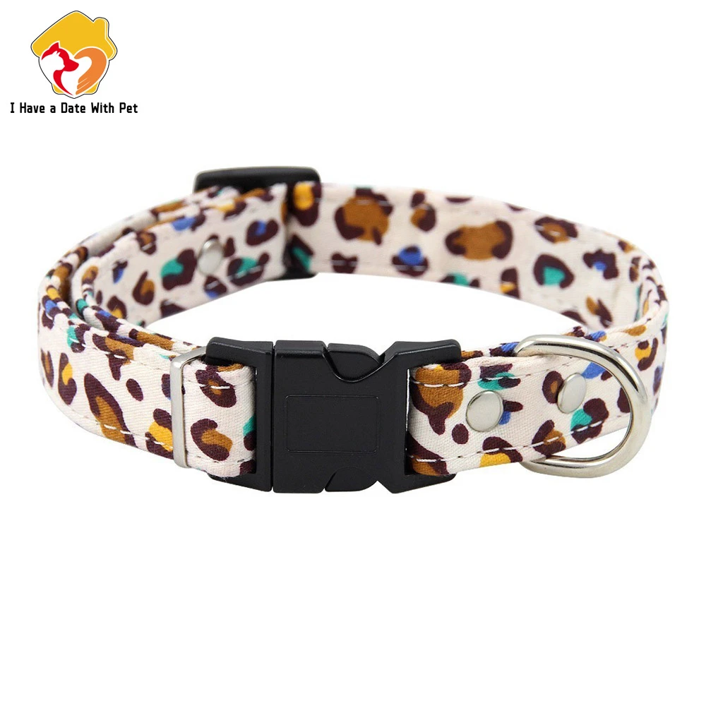 Adjustable Dog Collar Canvas Print Puppy Cat Collars for Small Medium Large Dogs Pet Neck Starp High Quality ABS Buckle S-XXL