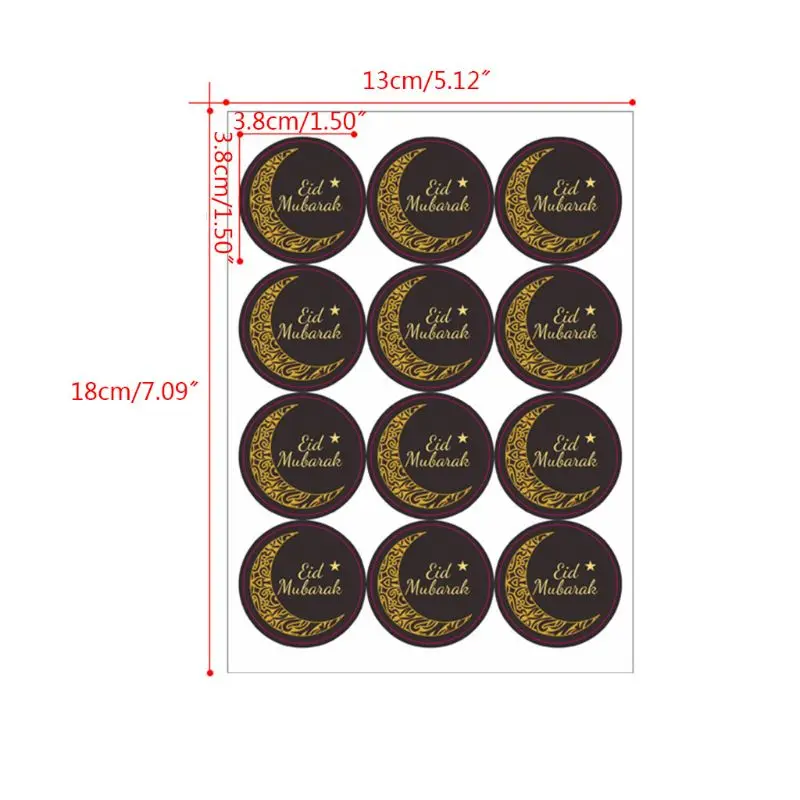 10Sheets 120pcs Ramadan Stickers Eid Mubarak Gift Box Label Paper Bag Seal Sticker Ramadan Kareem Al-Fitr Decoration