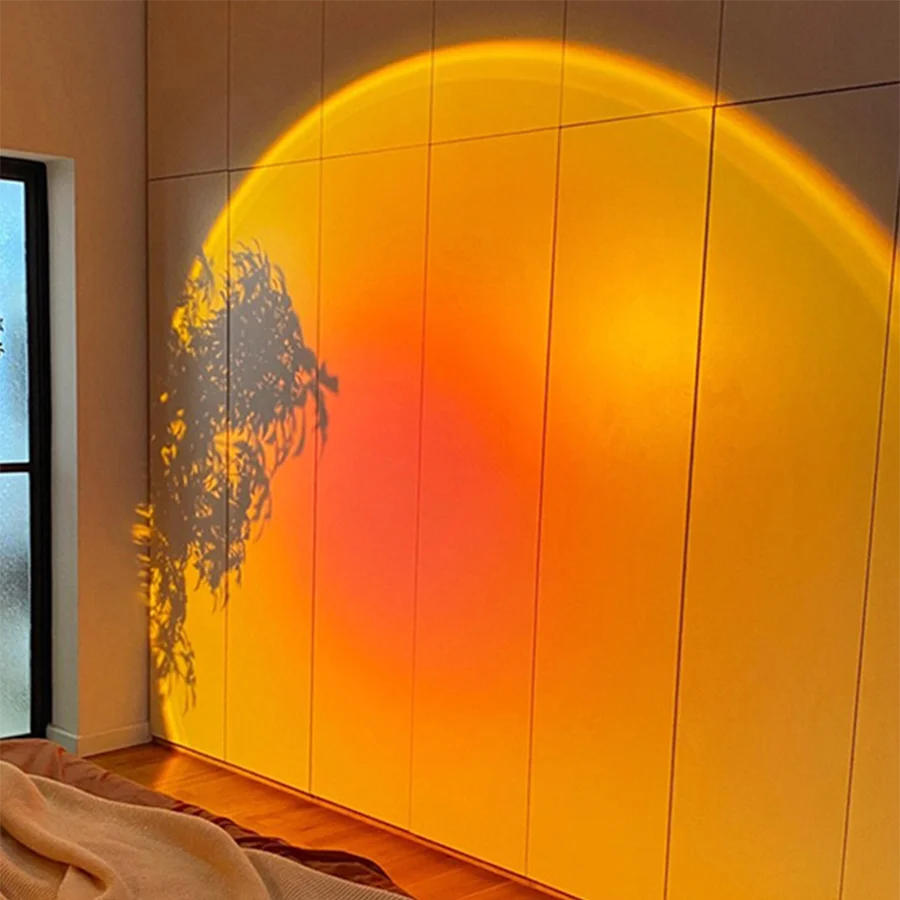 USB LED Sunset Arco-íris Lâmpada Bar Atmosfera Fotografia Fundo Projetor Humor Luz Sala Decoração Quarto Night Light