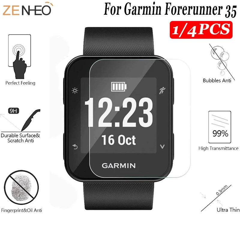 1/4pcs Clear Film Tempered Glass Screen Protector For Garmin Forerunner 35 Smart Watch Protective Films Watch Accessories