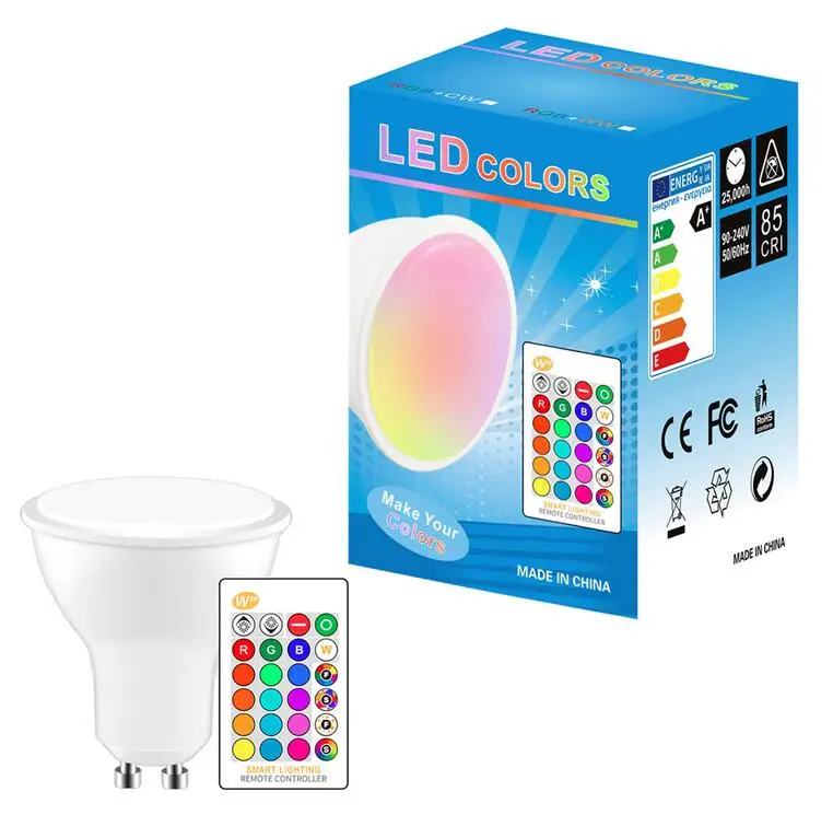 As lâmpadas do rgb de e27 mr116 gu5.3 bombillas conduziram 8 w gu10 rgbw rgbww conduziram a lâmpada regulável branco morno gu10 conduziu o bulbo 16 cores com controle remoto