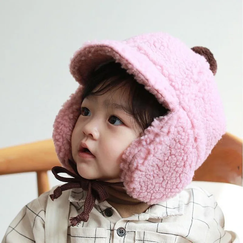 Kids Baby Hat Toddler Warm Hats Ear Cover Infant Girls Caps Teddy Fur Hats