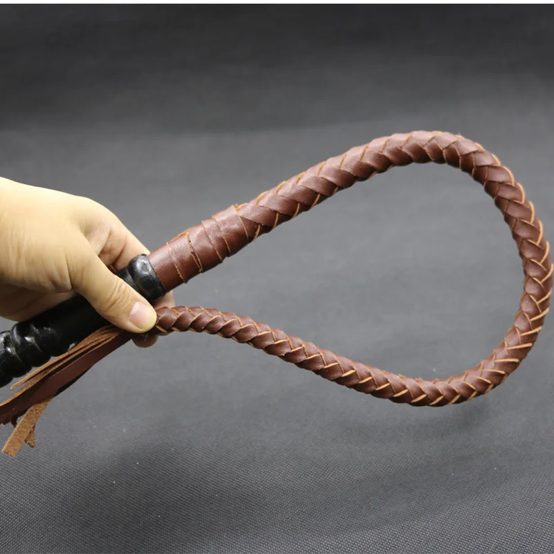 Catazer Pure Cowhide Whip Ringing Whip Riding Dance Self Protection Whip Martial Art Whip Movies Prop Outdoor Fitness Equipment