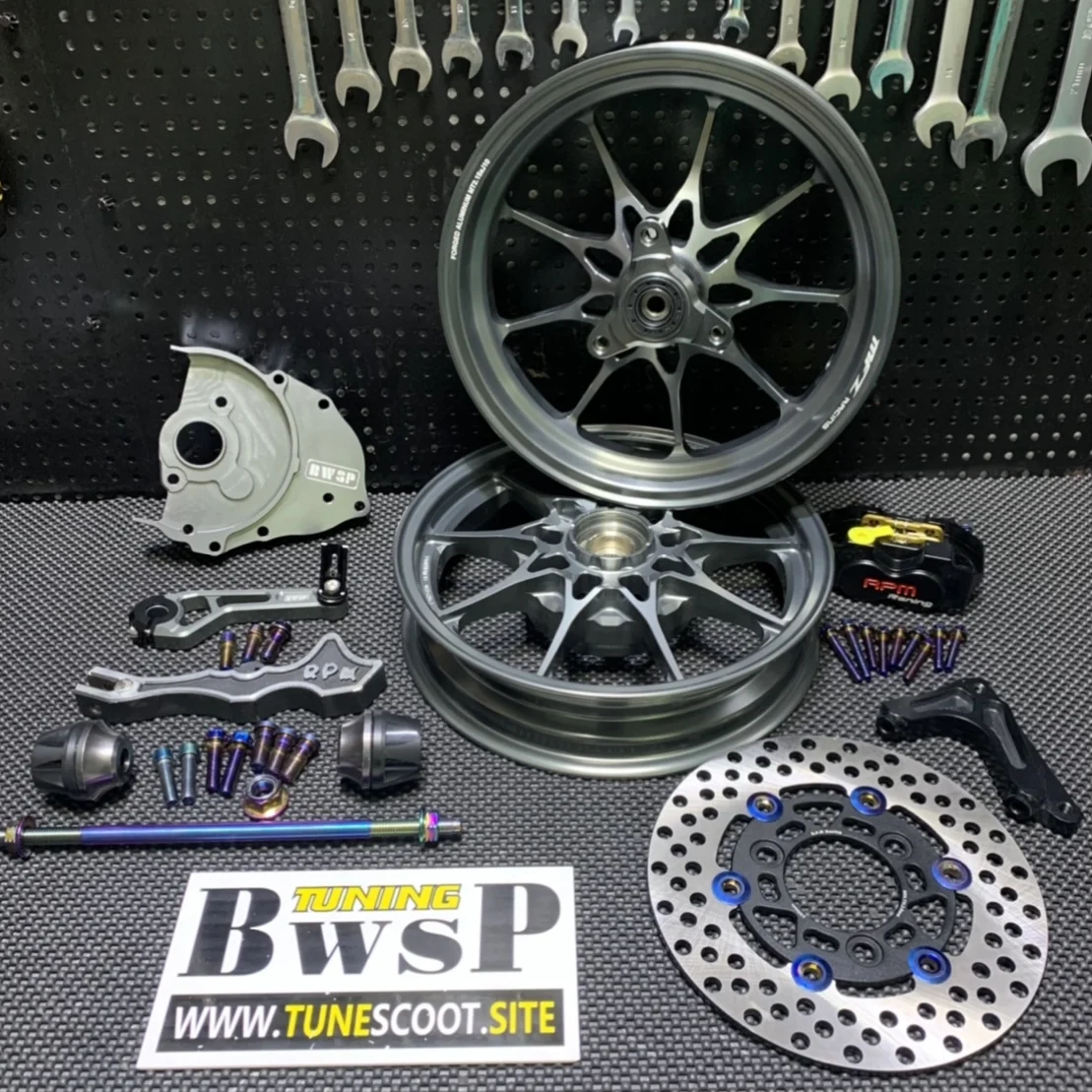 DIO50 MFZ Combo Set With Grey Wheels BWSP CNC Transmission Gear Cover Brake Disk Caliper 200mm 220mm Dio 50 Af18