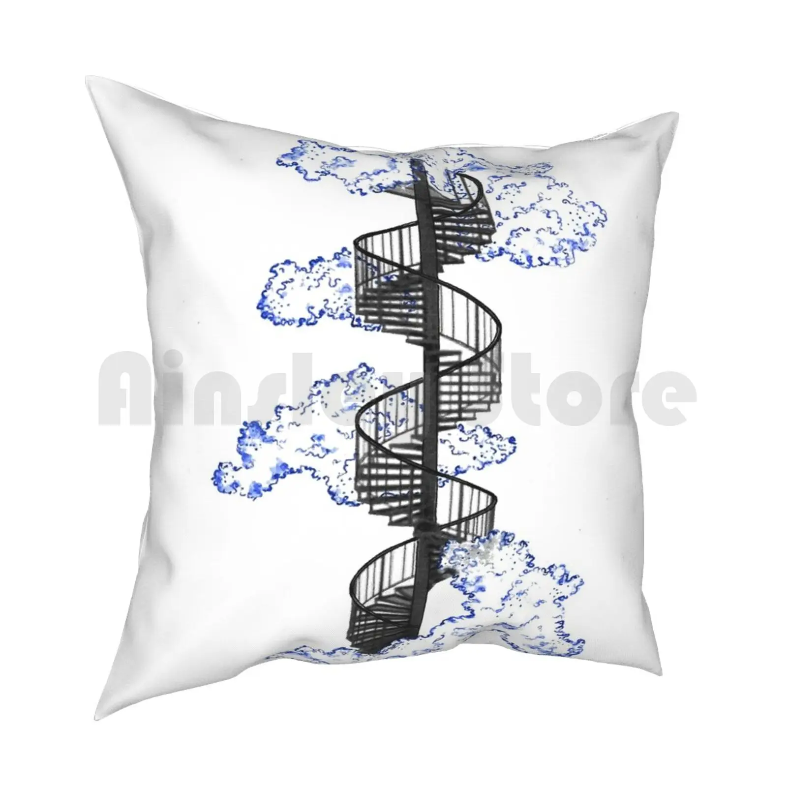 Tiny Stairway To Heaven Pillow Case Printed Home Soft Throw Pillow Stairway To Heaven Stairway Clouds Sky Pretty Blue