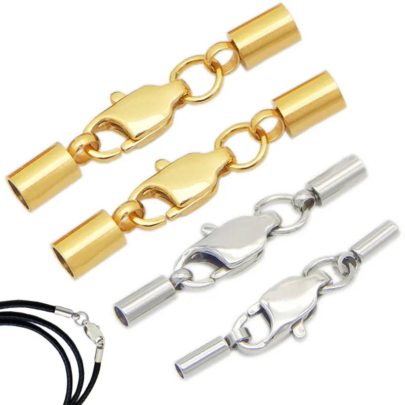 5pcs/lot High Quality Lobster Clasp Stainless Steel ClaspsTone Buckle Leather Cord Lock for DIY Leather Bracelet Jewelry Making