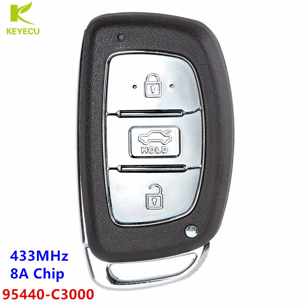 

KEYECU Replacement Smart Remote Key FOB 3 Button Transmitter 433MHz 8A Chip for HYUNDAI SONATA Since 2015 P/N: 95440-C3000