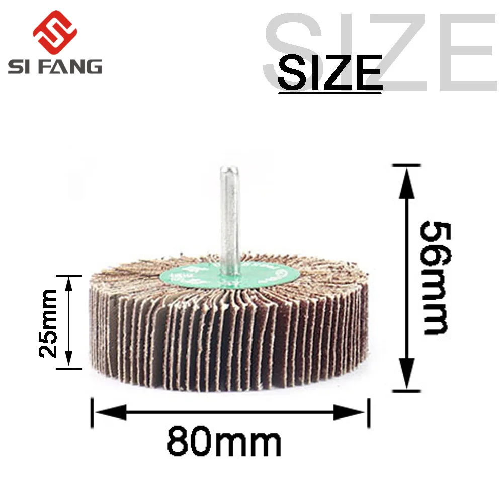 5PC Schleifpapier Schleifen Klappe Polieren Räder Schleif Disc Shutter Polieren Rad Für Rotary Dremel Werkzeug 60/80/120 körnung 6MM Schaft – Detail 10