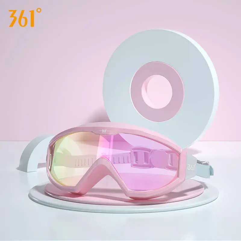 Lunettes de natation rose, Anti-buée, galvanoplastie, professionnelles, Protection UV, pour le surf, la myopie, la plongée, 361