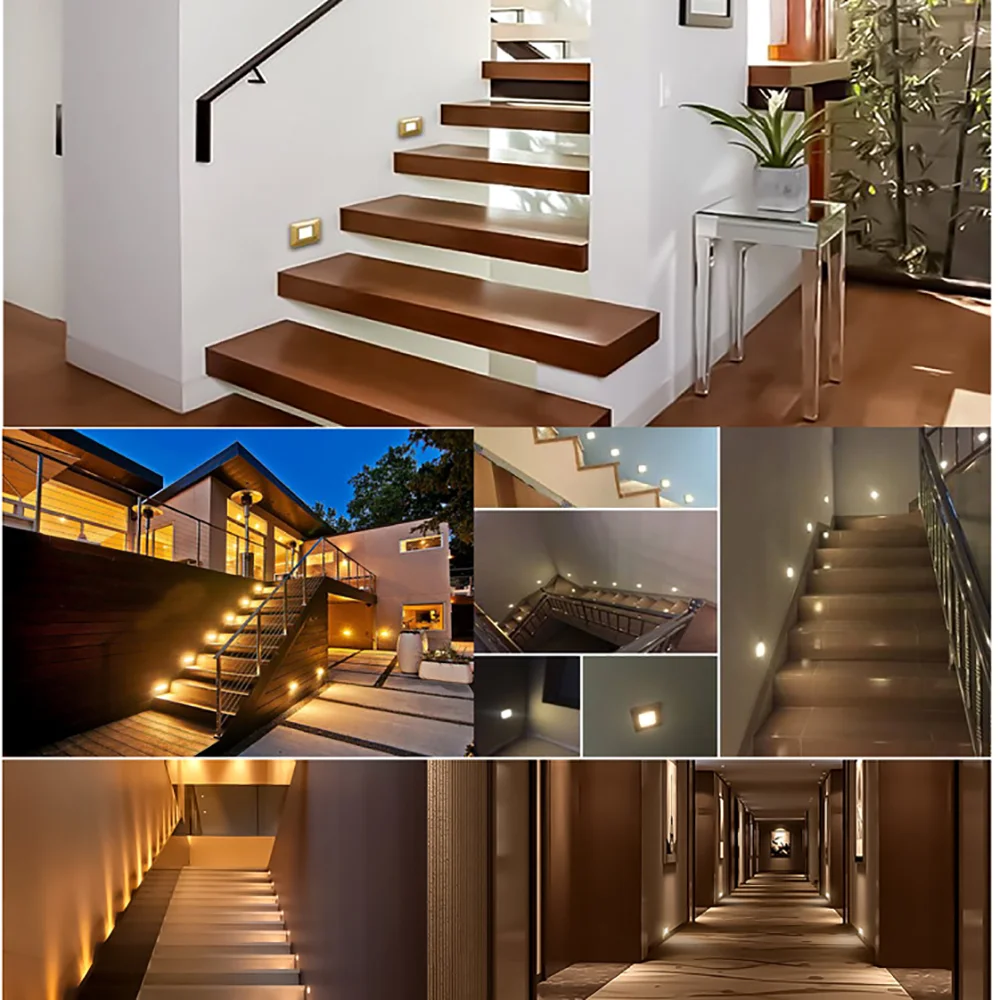 LED Stair Light Embedded Wall Lamps Intelligent PIR Sensor Kitchen Step Staircase Corridor Bedroom Bedside Smart Indoor Lighting