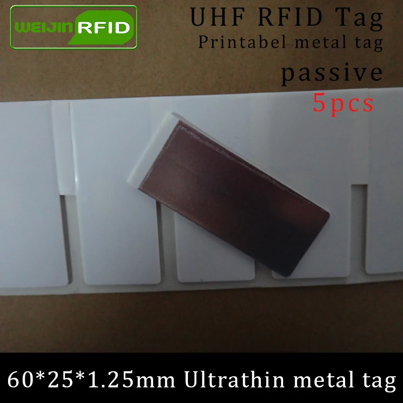 

UHF RFID Ultrathin metal tag 60*25*1.25mm 915mhz 868mhz Impinj NXP ISO18000-6C EPC 5pcs free shipping printable passive RFID lab