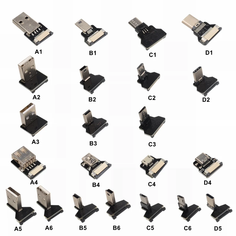 Up & Down & Left & Right Angled 90 Degree USB Micro USB Male to USB Male Data Charge connector Cable 5cm 20cm