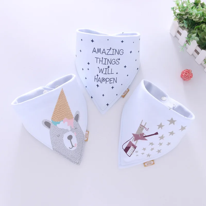 New printed triangle cotton turban bib baby feeding cartoon saliva towel baby eating accessories soft baby bib supplies