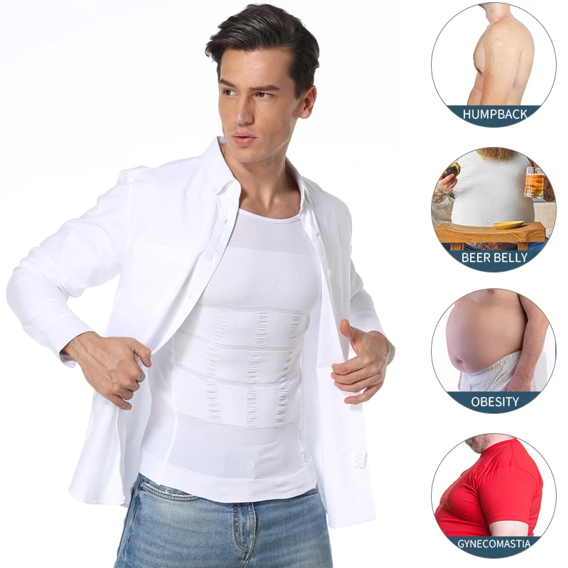 Men Body Shaper Slimming Shapewear Waist Trainer Belly Shapers Reductive Strip Compression Shirt Abdomen Slim Corset Sleeve Top