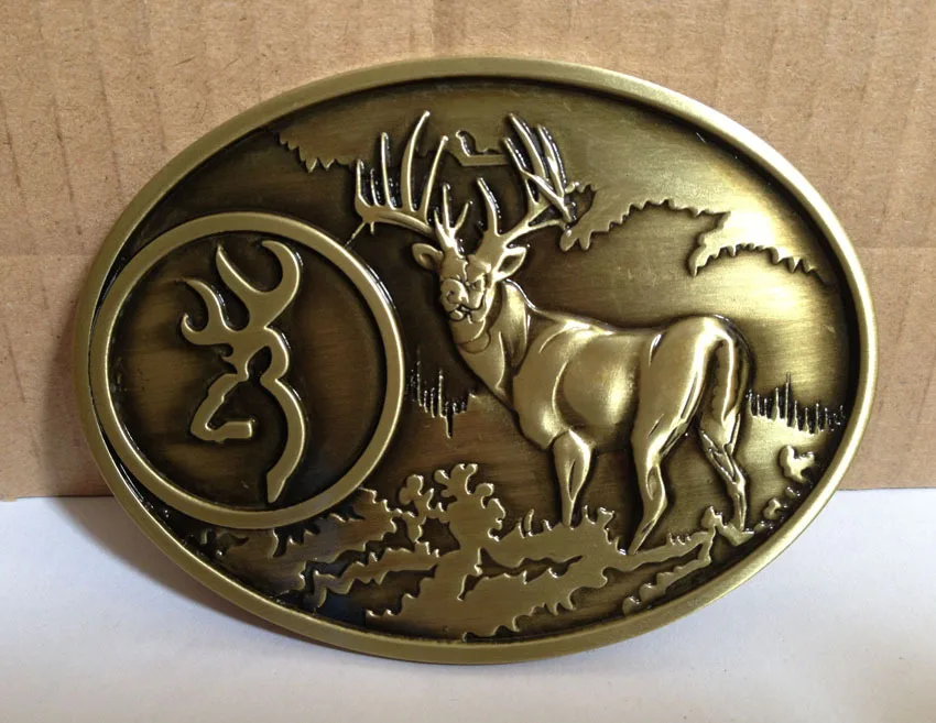 Brass Dree Buck Belt Buckle SW-B1080 with pewter finish with 4cm wideth loop