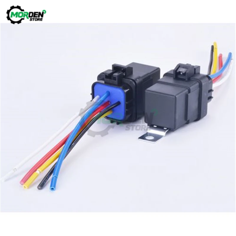 Car Auto Automobile Relay Sealed Waterproof Integrated Wired DC 12V 40A 5Pin 4Pin SPDT Switch Auto Relay